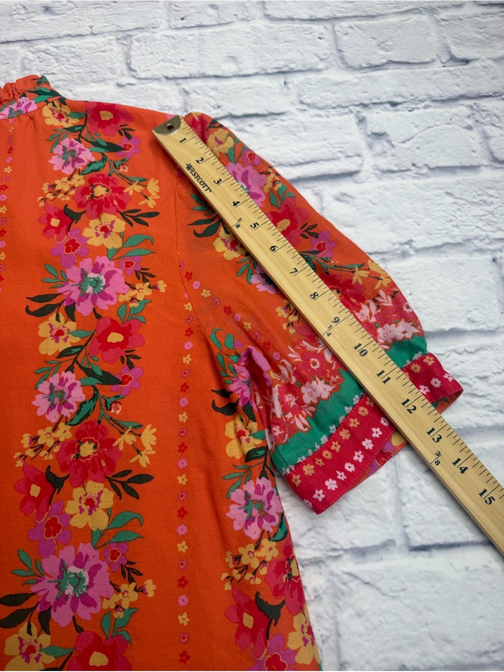 Anthropologie Fate Orange Floral Button-Front Top. Boho. Romantic. Size L - Picture 9 of 9